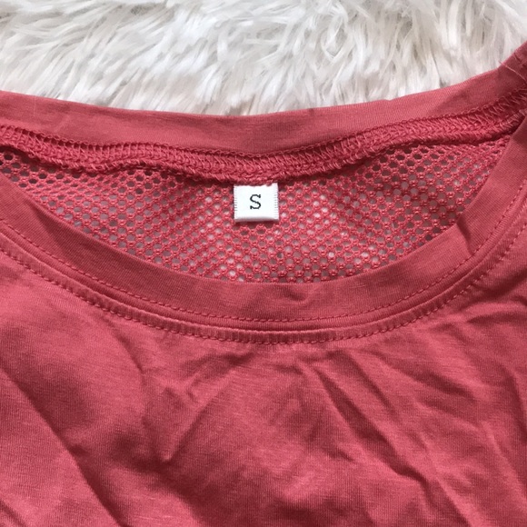 Women’s Cropped Muscle Tank Flowy Mesh Workout Top Size Small Rose Pink Like New - Picture 5 of 15